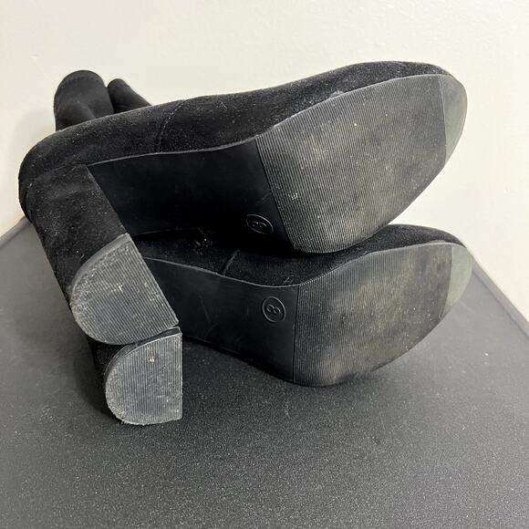 Black Block Heel Sock Booties - Picture 7 of 7